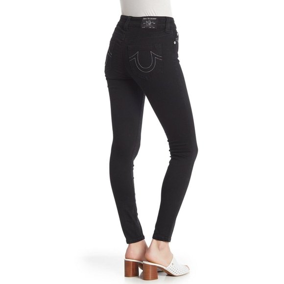 True Religion Women's Jennie Curvy Skinny Fit Stretch Jeans in Body Rinse Black - Picture 3 of 4